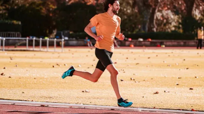 Runner performing a running gait analysis in Seattle