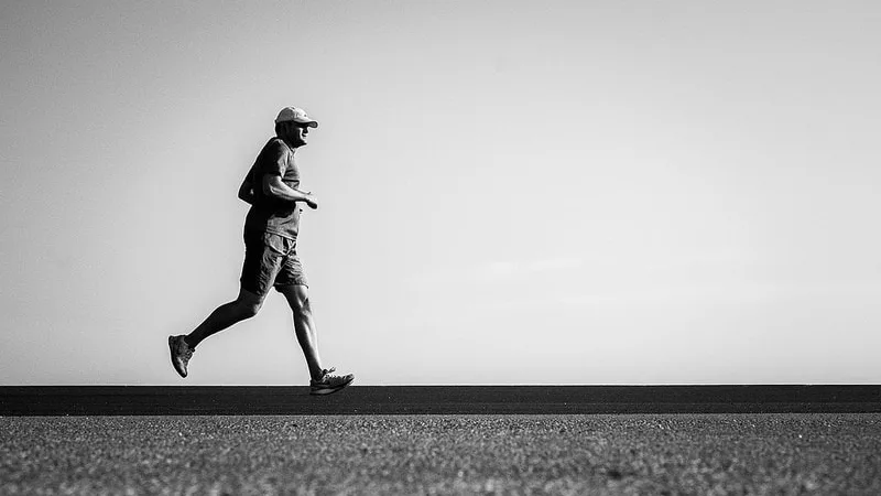 Close-up of a runner's foot and ankle during a stride